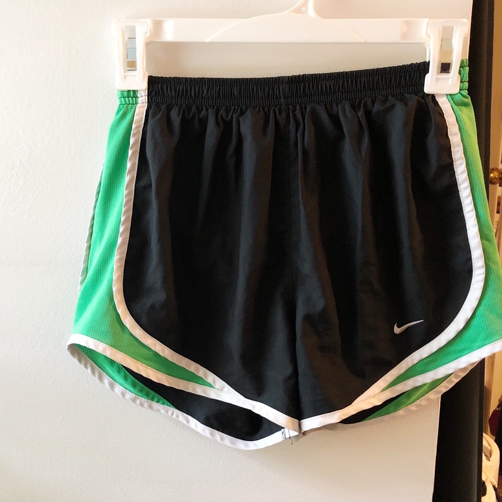 Nike black and green running shorts